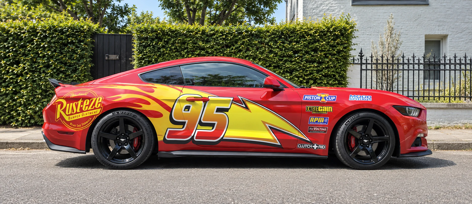 AI-generated view of a 2016 Ford Mustang GT Coupe 6MT PP1 with Project 6GR Five wheels