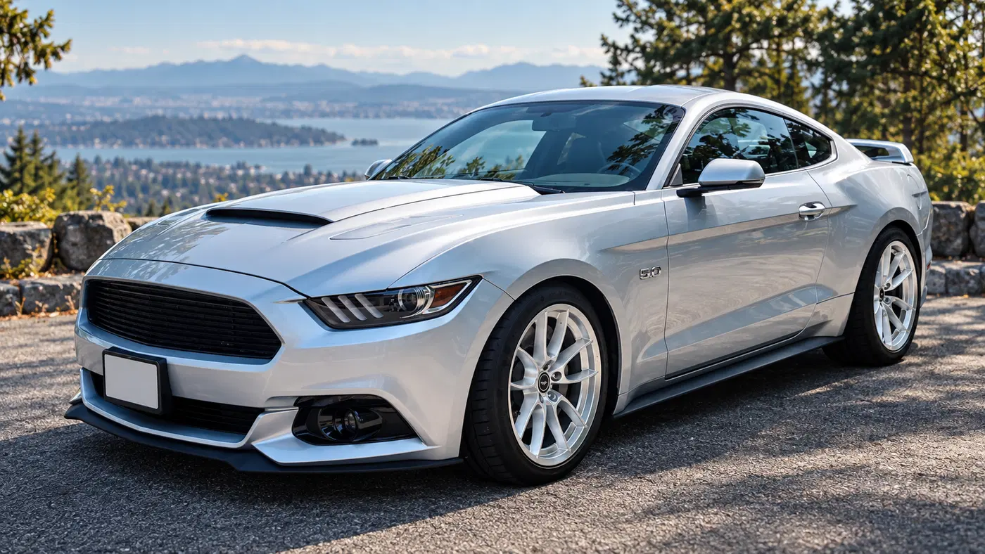 AI-generated view of a 2017 Ford Mustang GT with Shelby CS-5 wheels