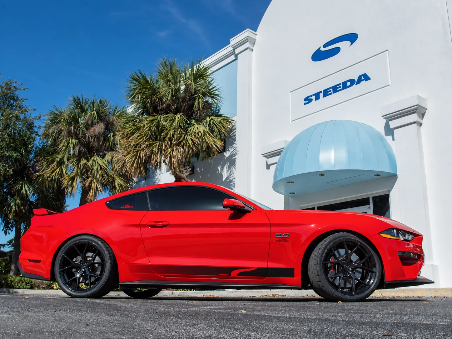 AI-generated view of a 2018 Ford Mustang with MRR Wheels FS06 wheels