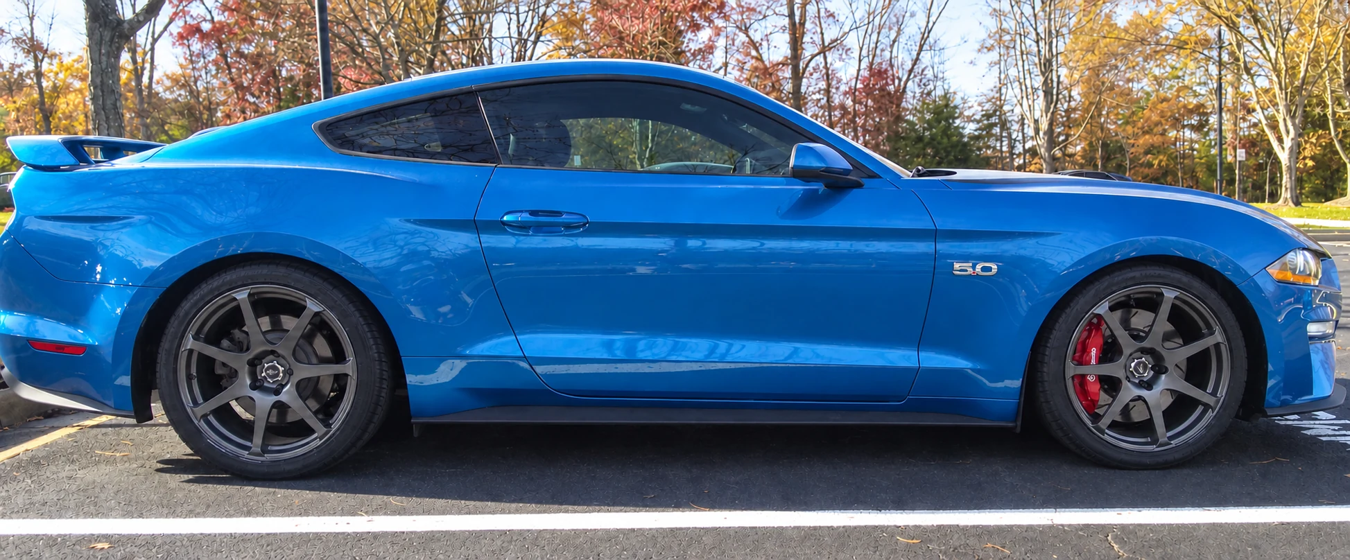 AI-generated view of a 2019 Ford Mustang GT/PP with Drag DR48 wheels