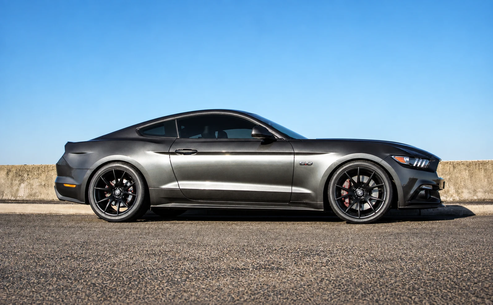 AI-generated view of a 2019 Ford Mustang GT Performance Pack with Forgestar CF5V wheels