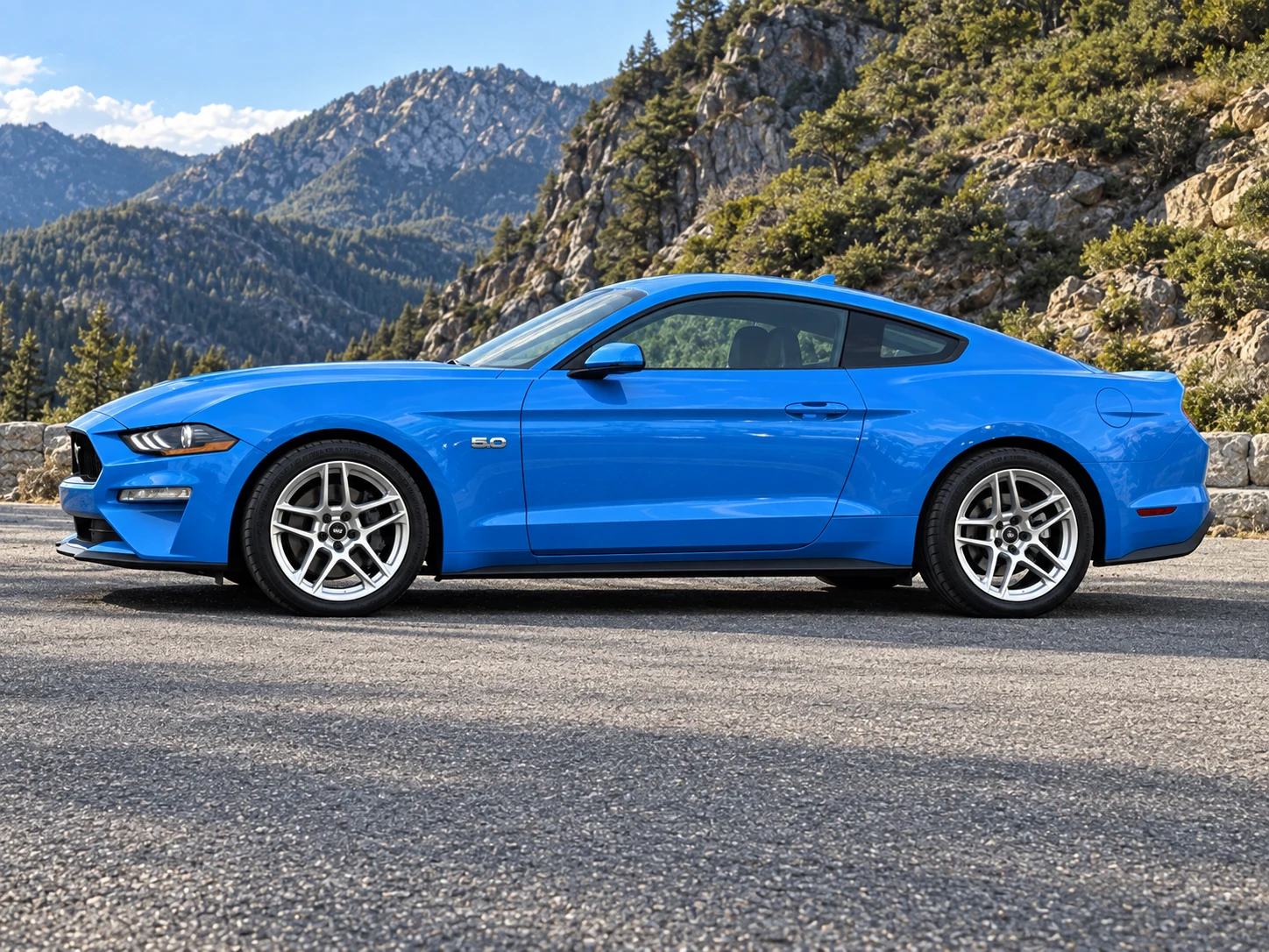 AI-generated view of a 2023 Ford Mustang GT with SVE X500 wheels