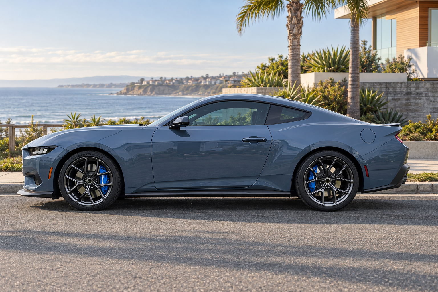 AI-generated view of a 2024 Ford Mustang EcoBoost Premium HPP with Carroll Shelby CS-3 wheels