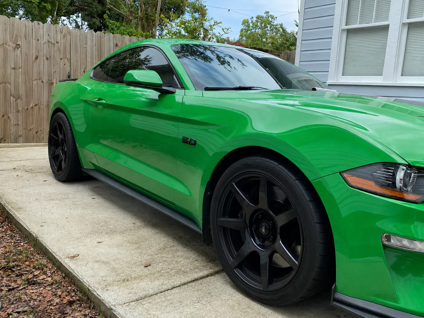 AI-generated view of a 2019 Ford Mustang 5.0 PP2 with SVE 350 wheels