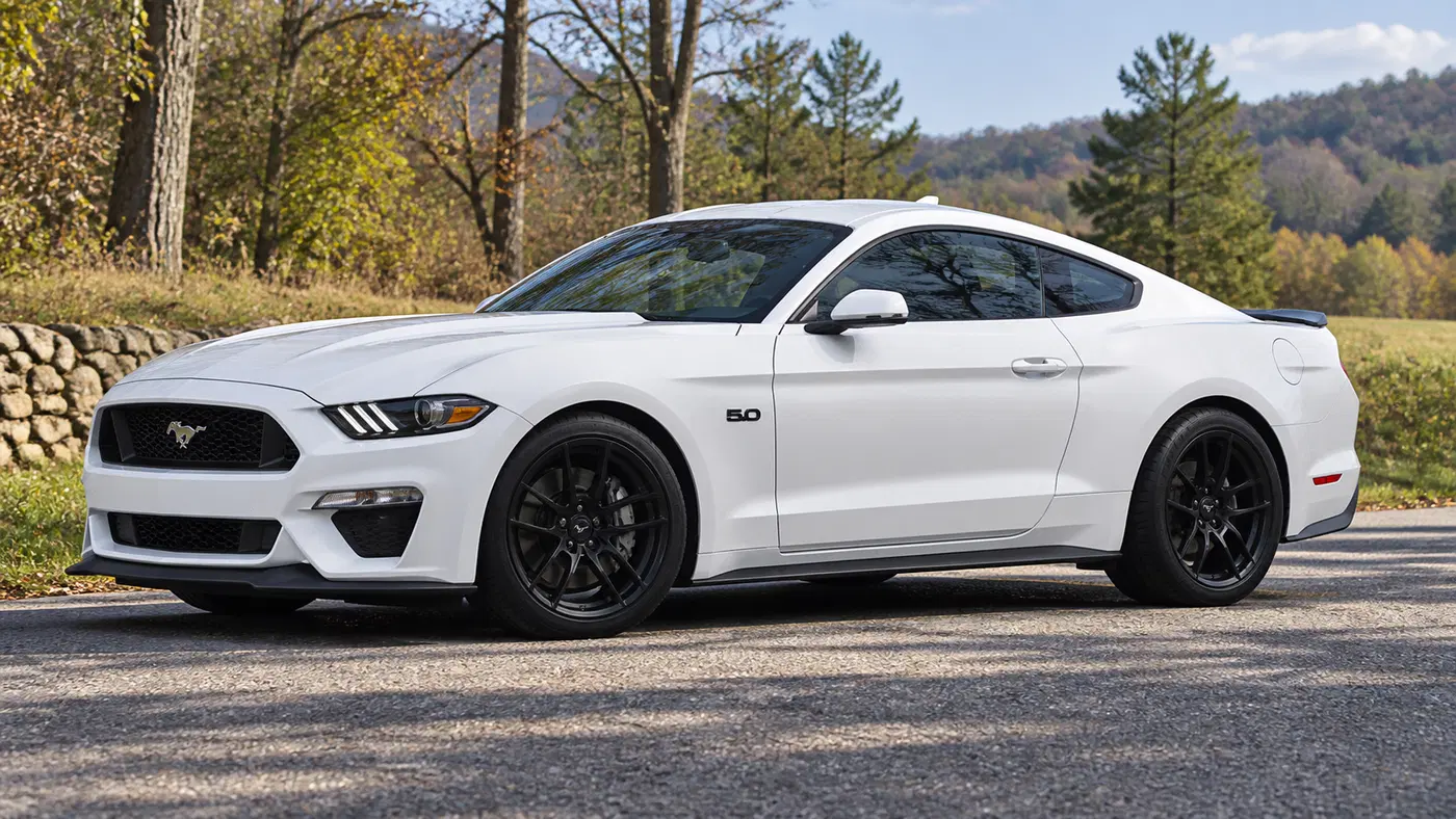AI-generated view of a 2017 Ford Mustang GT Base with Ford Performance PP2 Replica wheels