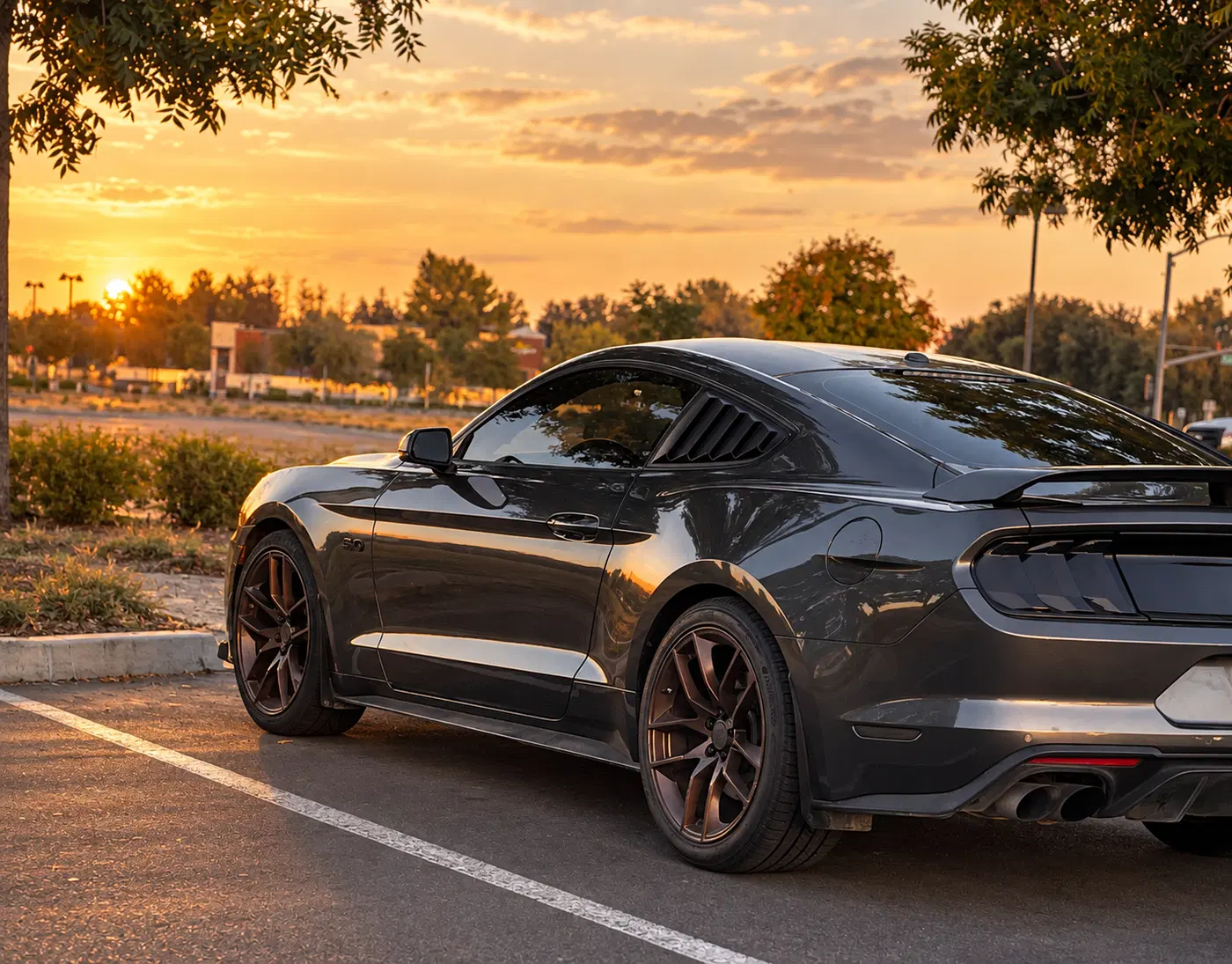 AI-generated view of a 2018 Ford Mustang GT Premium with American Muscle Magnetic style wheels