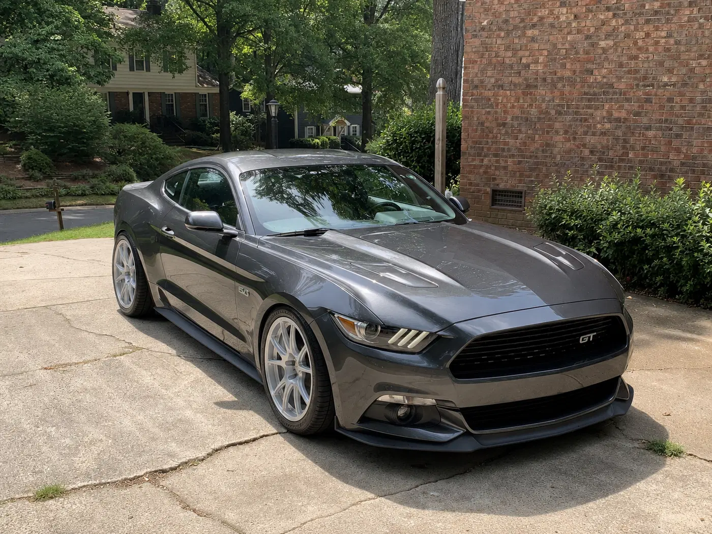 AI-generated view of a 2017 Ford Mustang GT with konig freeform wheels