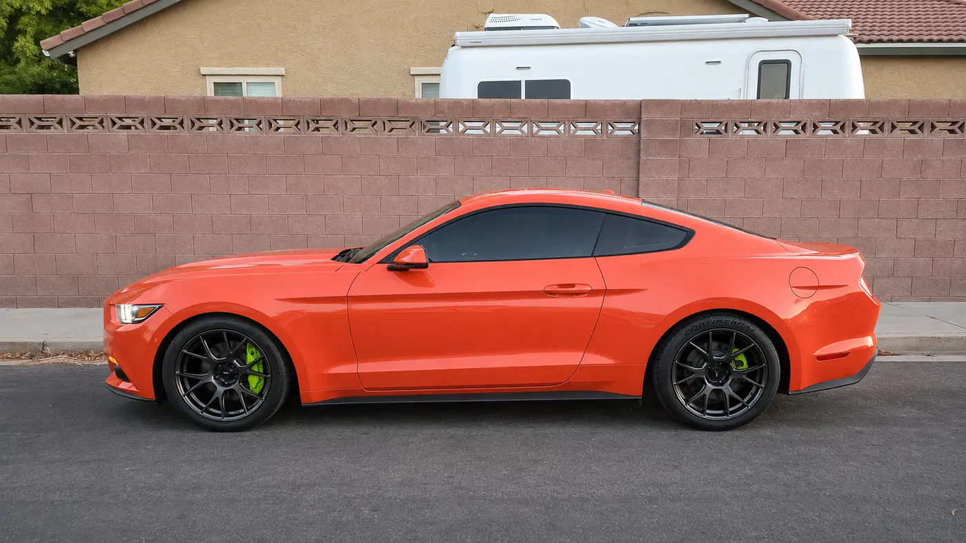 AI-generated view of a 2016 Ford Mustang EcoBoost PP with König Ampliform wheels