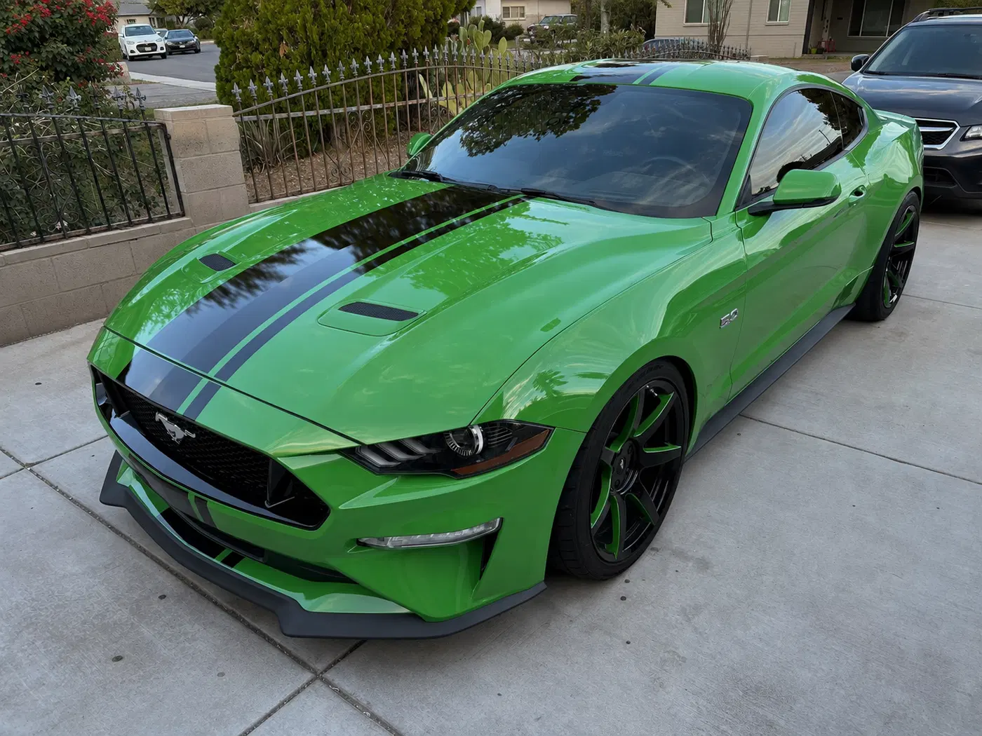 AI-generated view of a 2019 Ford Mustang GT Premium with Project 6G Seven wheels
