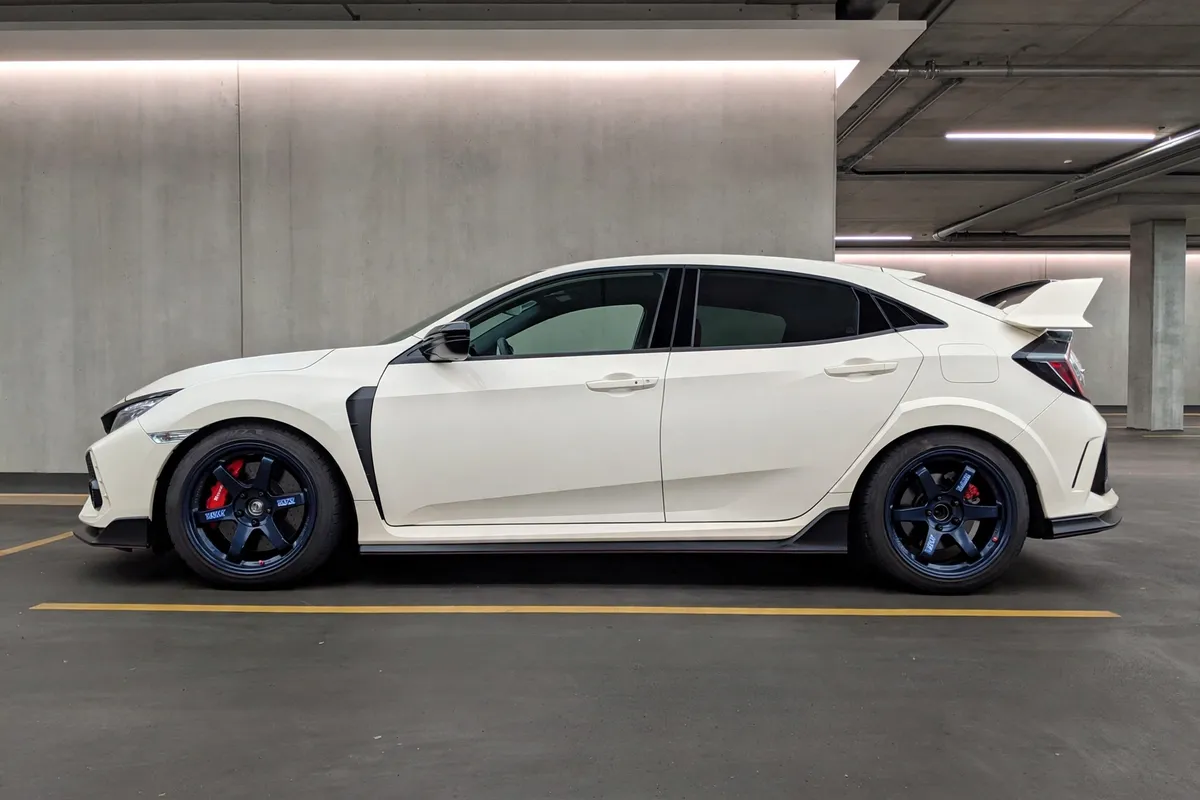 AI-generated view of 2018 Honda Civic Type R on Volk TE37SL