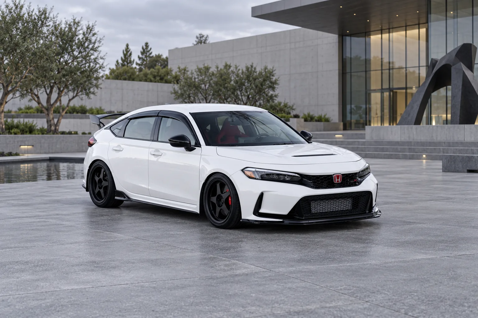 AI-generated view of a 2023 Honda Civic Type R with Spoon SW388 wheels
