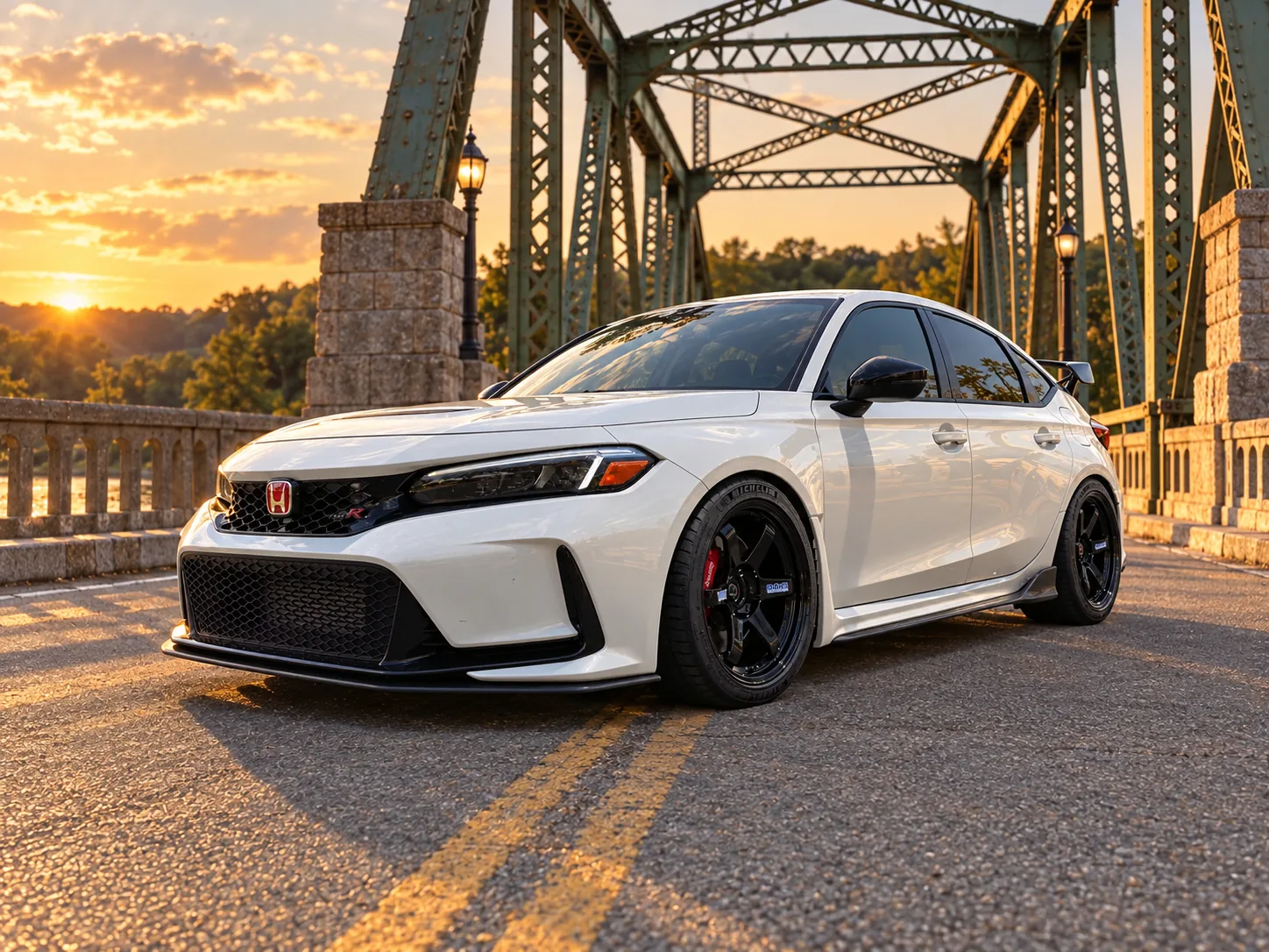 AI-generated view of 2024 Honda Civic Type R on Volk Racing TE37SL