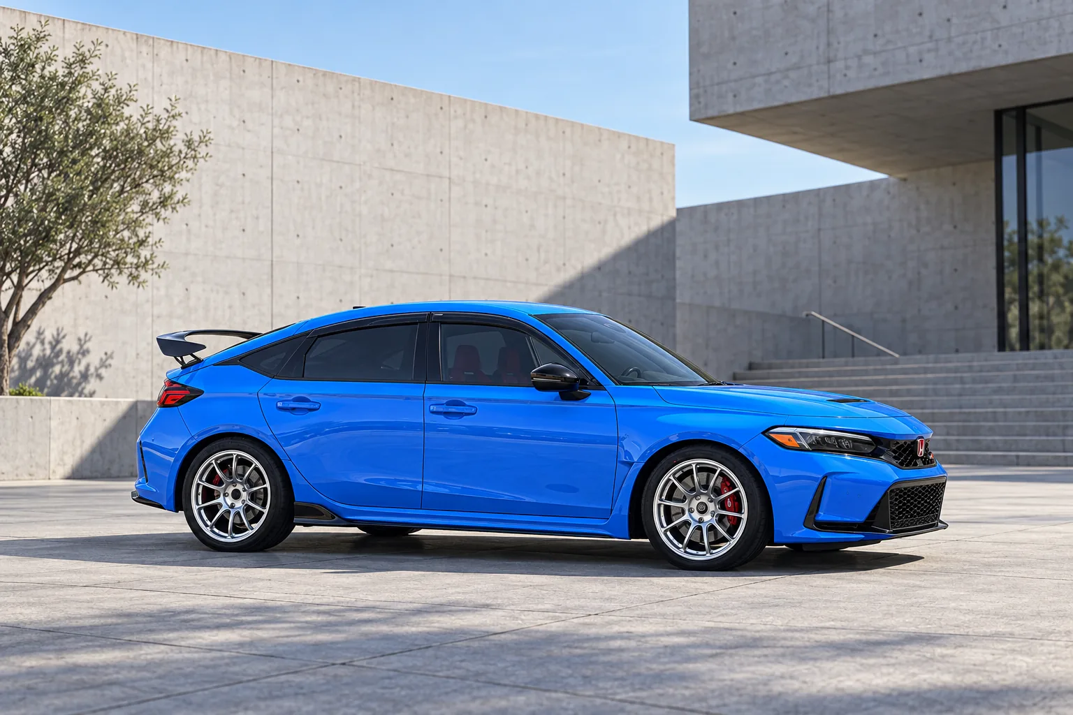 AI-generated view of a 2025 Honda Civic Type R with Volk Racing ZE40 M-Spec wheels