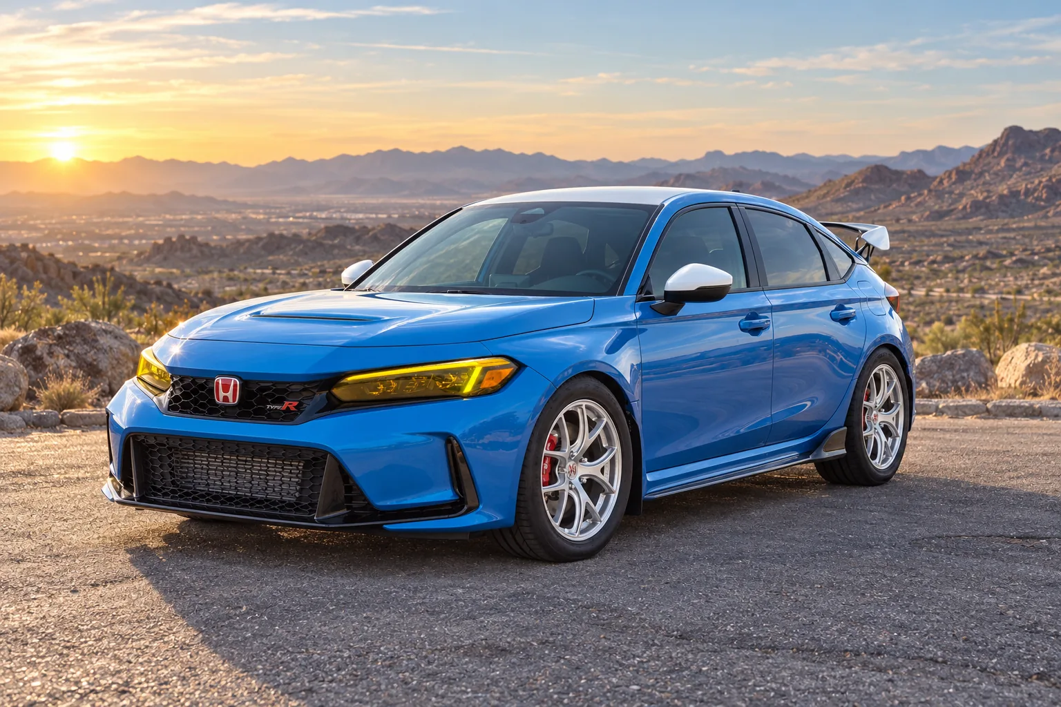 AI-generated view of a 2025 Honda Civic Type R with MITA Motorsports FKS wheels