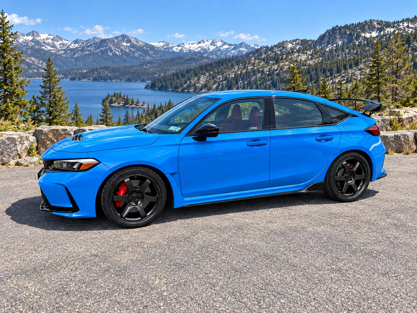 AI-generated view of 2025 Honda Civic Type R on Volk Racing TE37 Saga S-Plus