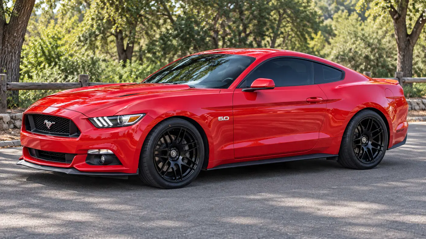 AI-generated view of a 2015 Ford Mustang GT PP with Forgestar F14 wheels