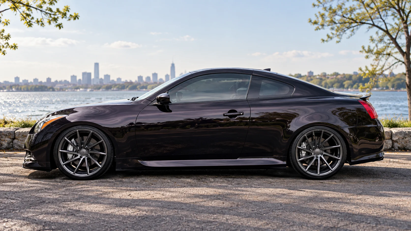 AI-generated view of a 2011 Infiniti G37 IPL Coupe with Vossen CVT wheels