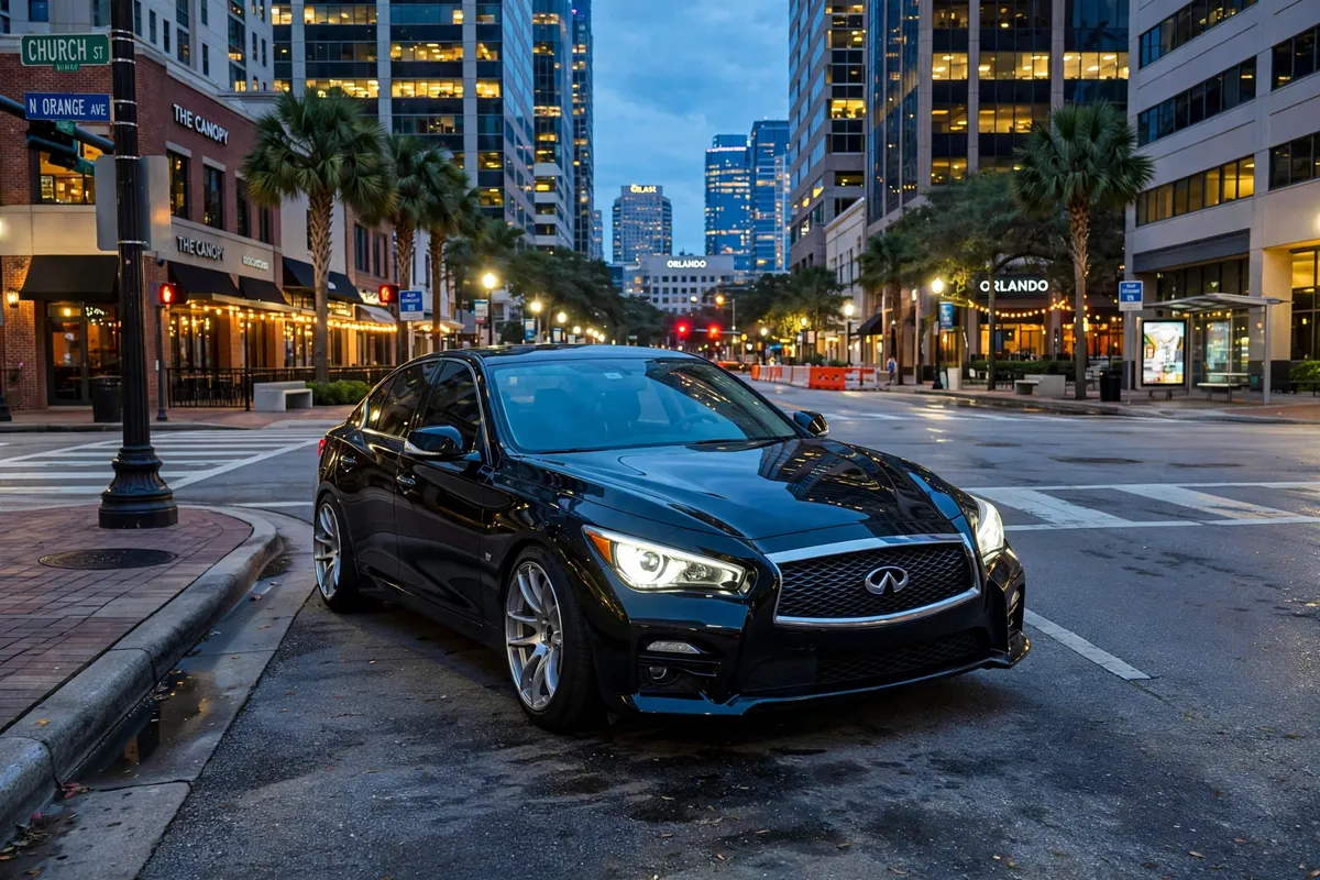 AI-generated view of a 2017 Infiniti Q50 Sport with Vors TR4 wheels