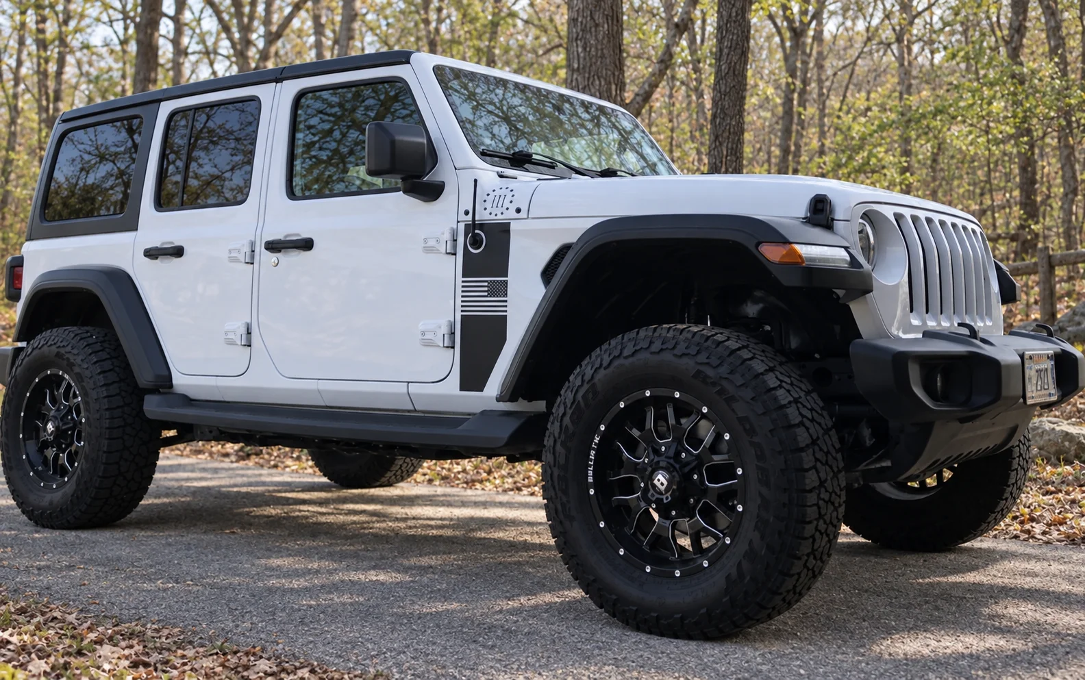 AI-generated view of a 2018 Jeep Wrangler Unlimited Sport S with Ballistic Tank wheels