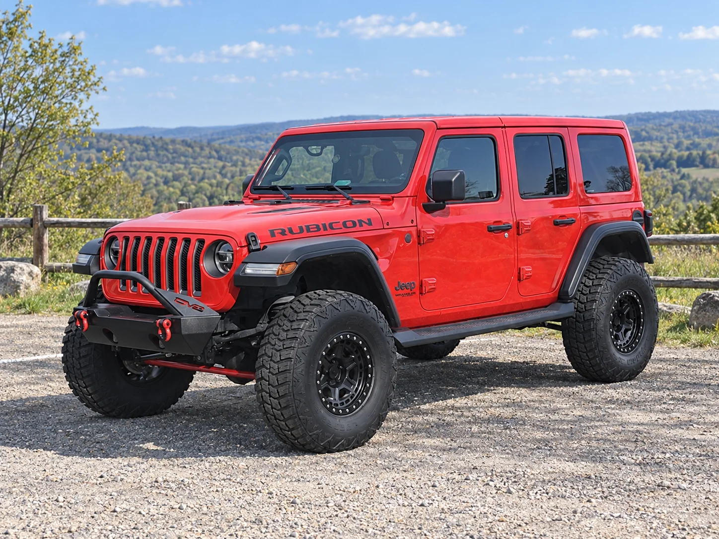 AI-generated view of a 2019 Jeep Wrangler Unlimited Rubicon with Black Rhino Reno wheels