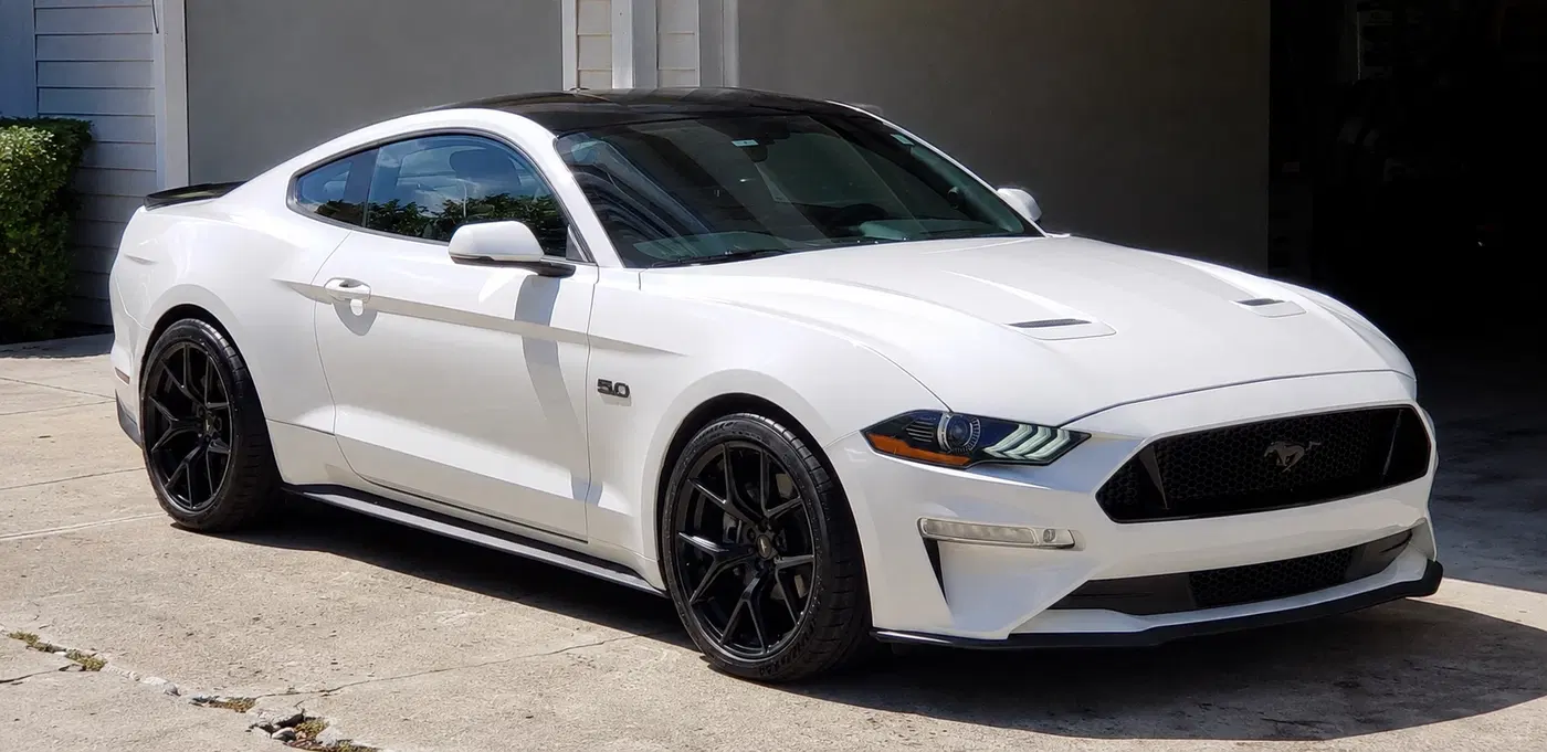 AI-generated view of a 2019 Ford Mustang 5.0 401A with FRPP PP2 wheels