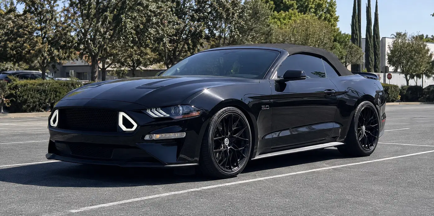 AI-generated view of a 2019 Ford Mustang GT A10 Vert with HRE FF10 wheels