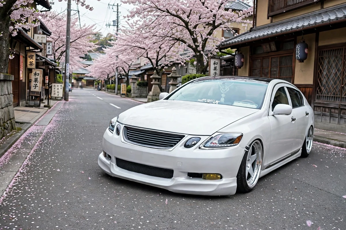 AI-generated view of a 2006 Lexus GS with Sevenk SK-Zeus wheels