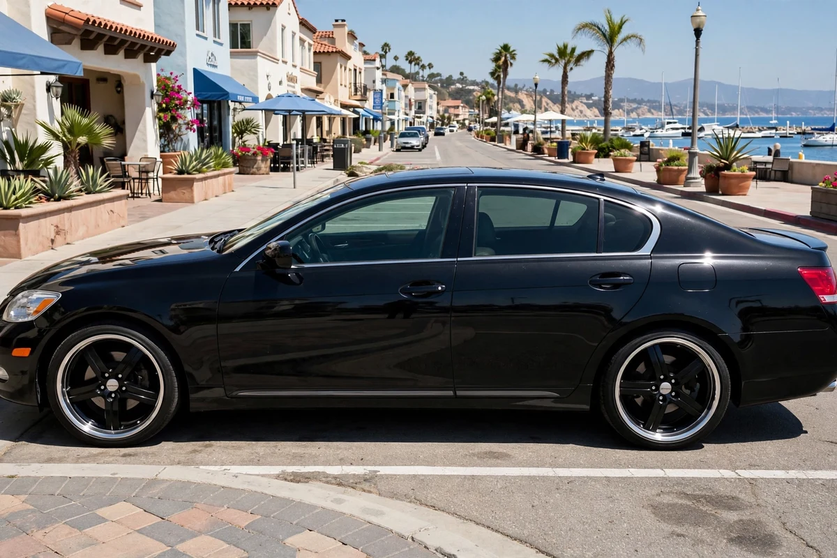 AI-generated view of a 2006 Lexus GS300 AWD with Lumarai N/A wheels