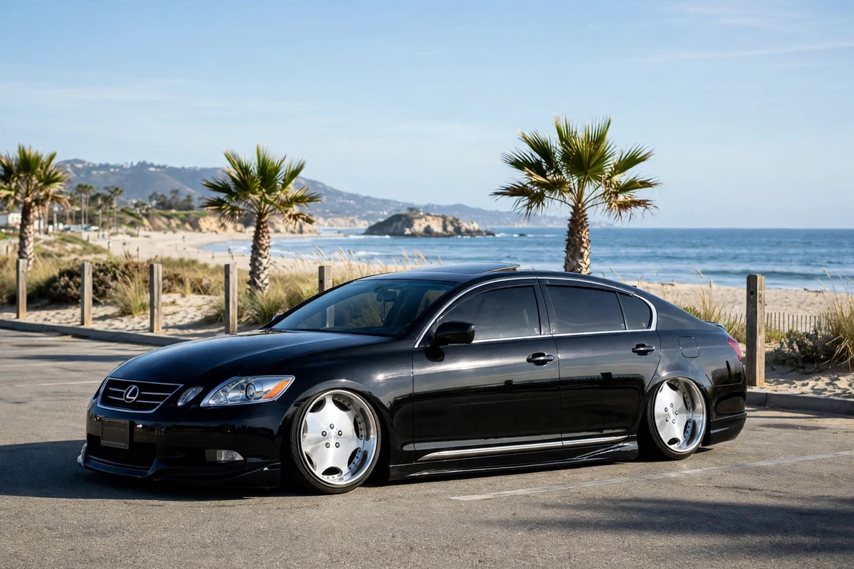 AI-generated view of a 2006 Lexus GS300 with AME Shallen AX wheels