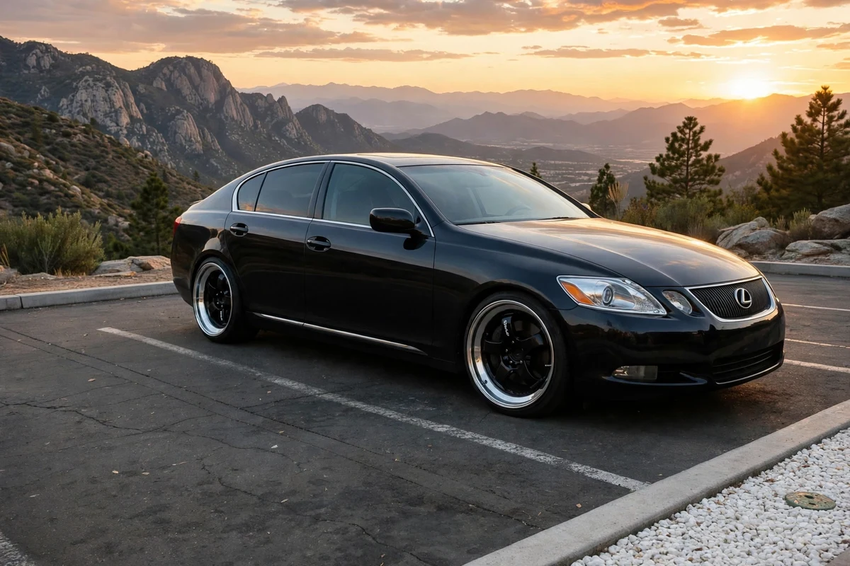 AI-generated view of a 2006 Lexus GS430 with Work Meister S1 2pc wheels