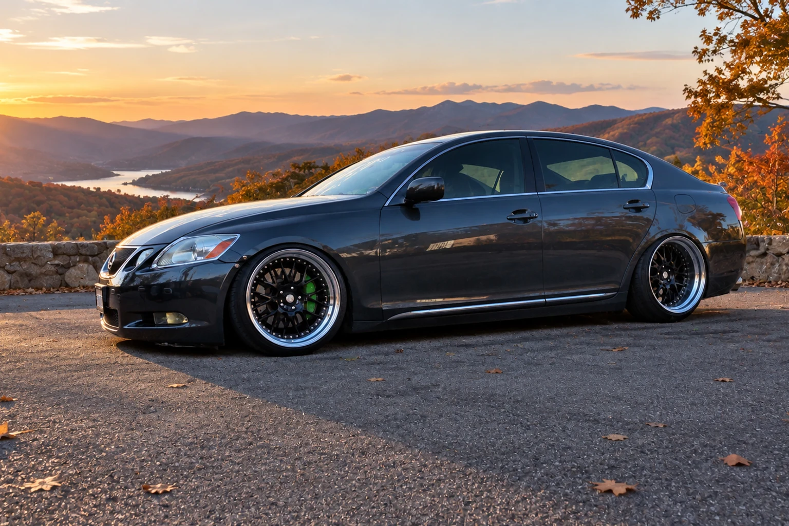 AI-generated view of a 2006 Lexus GS430 with Gewalt Evolutions wheels