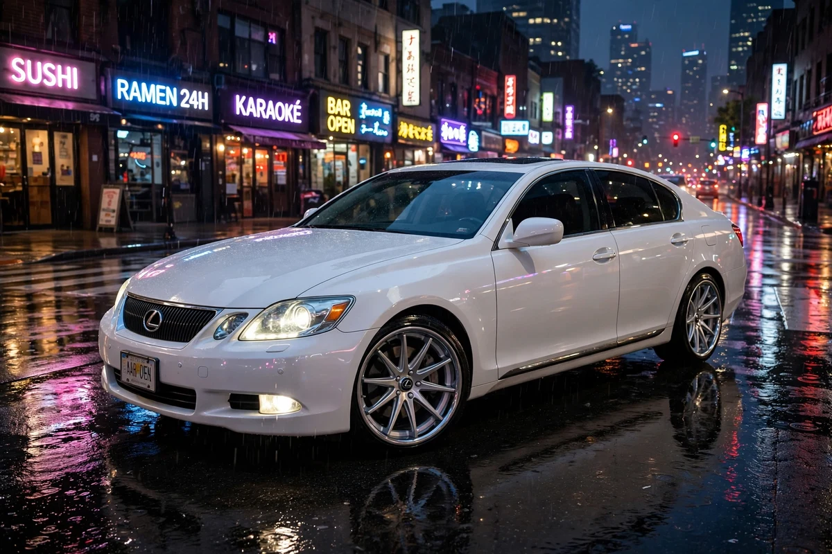 AI-generated view of a 2007 Lexus GS with Rohana RC10 wheels