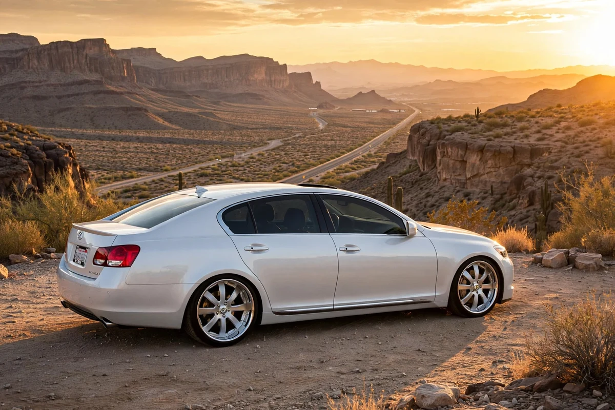 AI-generated view of a 2007 Lexus GS 350 with Kartier Forged Colo-N wheels