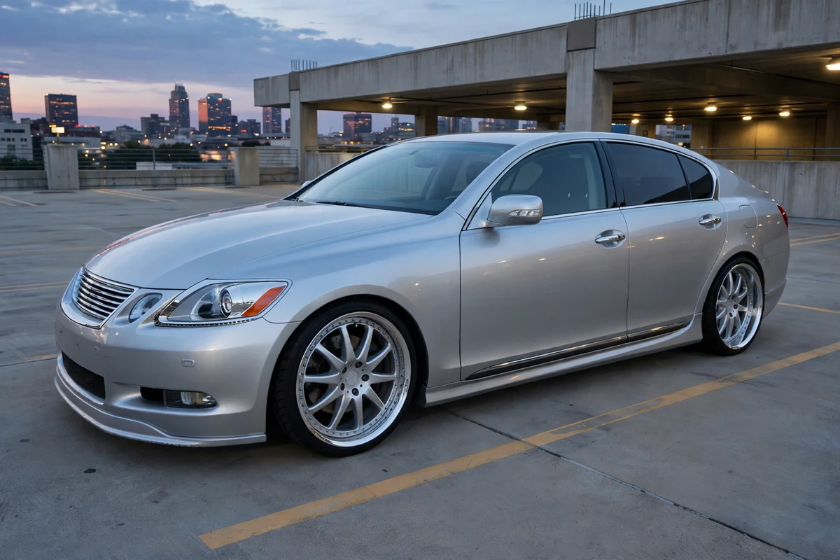 AI-generated view of a 2007 Lexus GS350 with Work VS-FX wheels