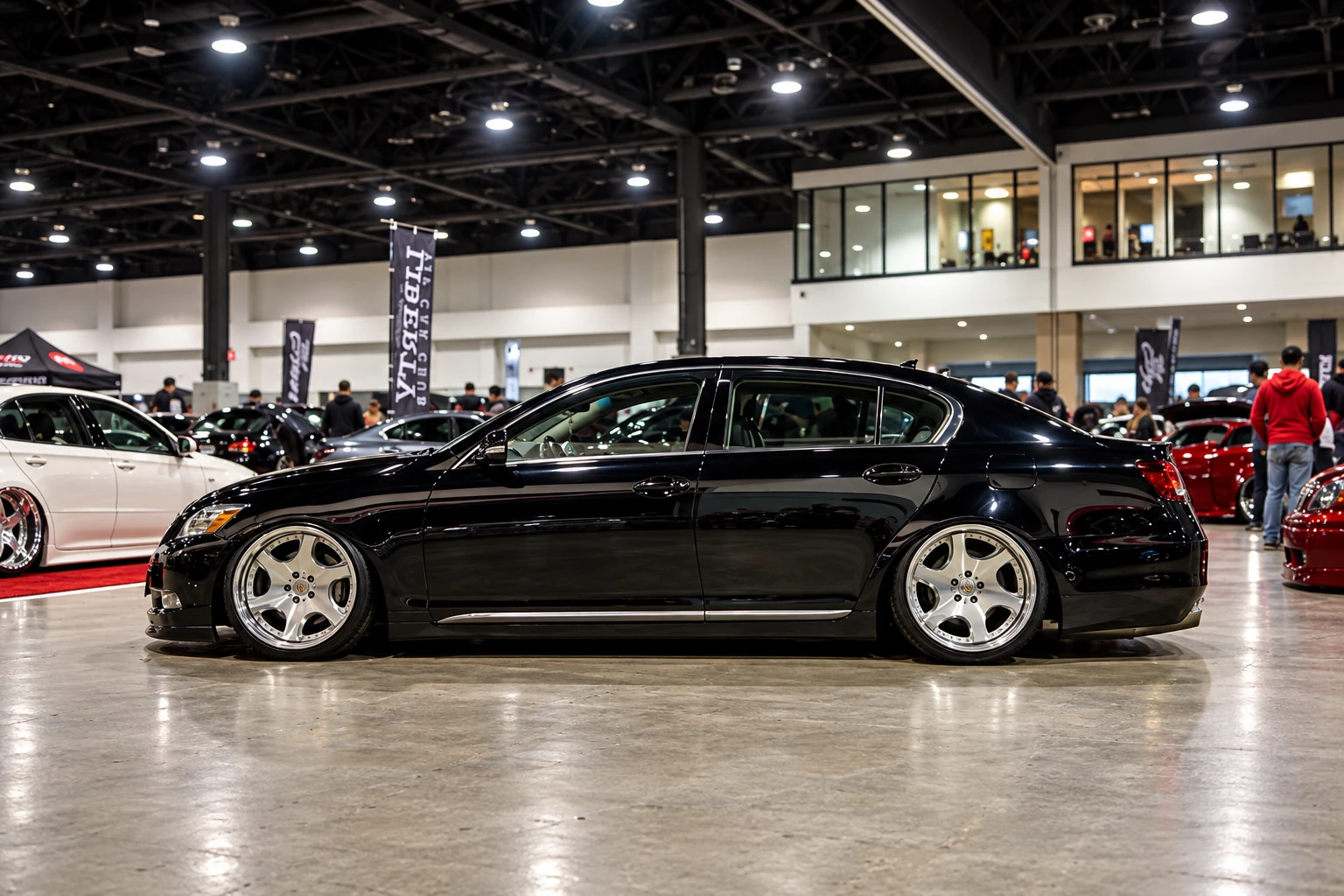 AI-generated view of a 2008 Lexus GS350 AWD with Weds Kranze Bazreia wheels