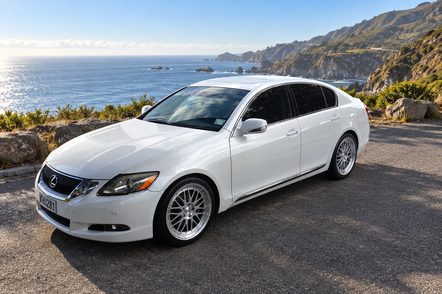 AI-generated view of a 2008 Lexus GS350 with Varrstoen ES1 wheels