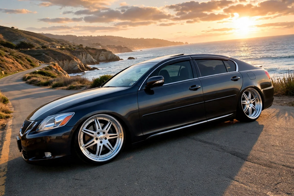 AI-generated view of a 2008 Lexus GS350 with Work Gnosis GS5 wheels