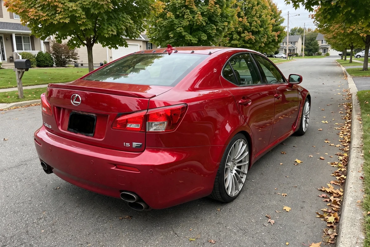 AI-generated view of a 2008 Lexus IS-F with Inovit N/A wheels