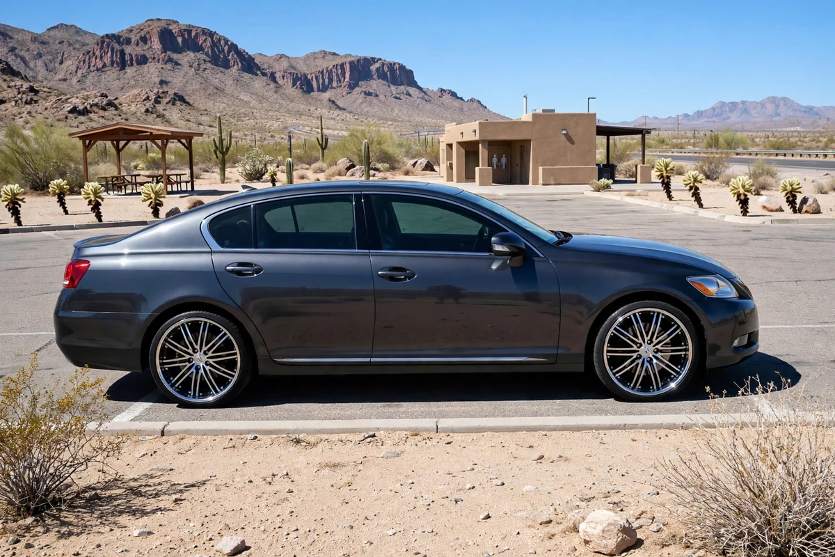 AI-generated view of a 2011 Lexus GS350 with Niche Touring II wheels