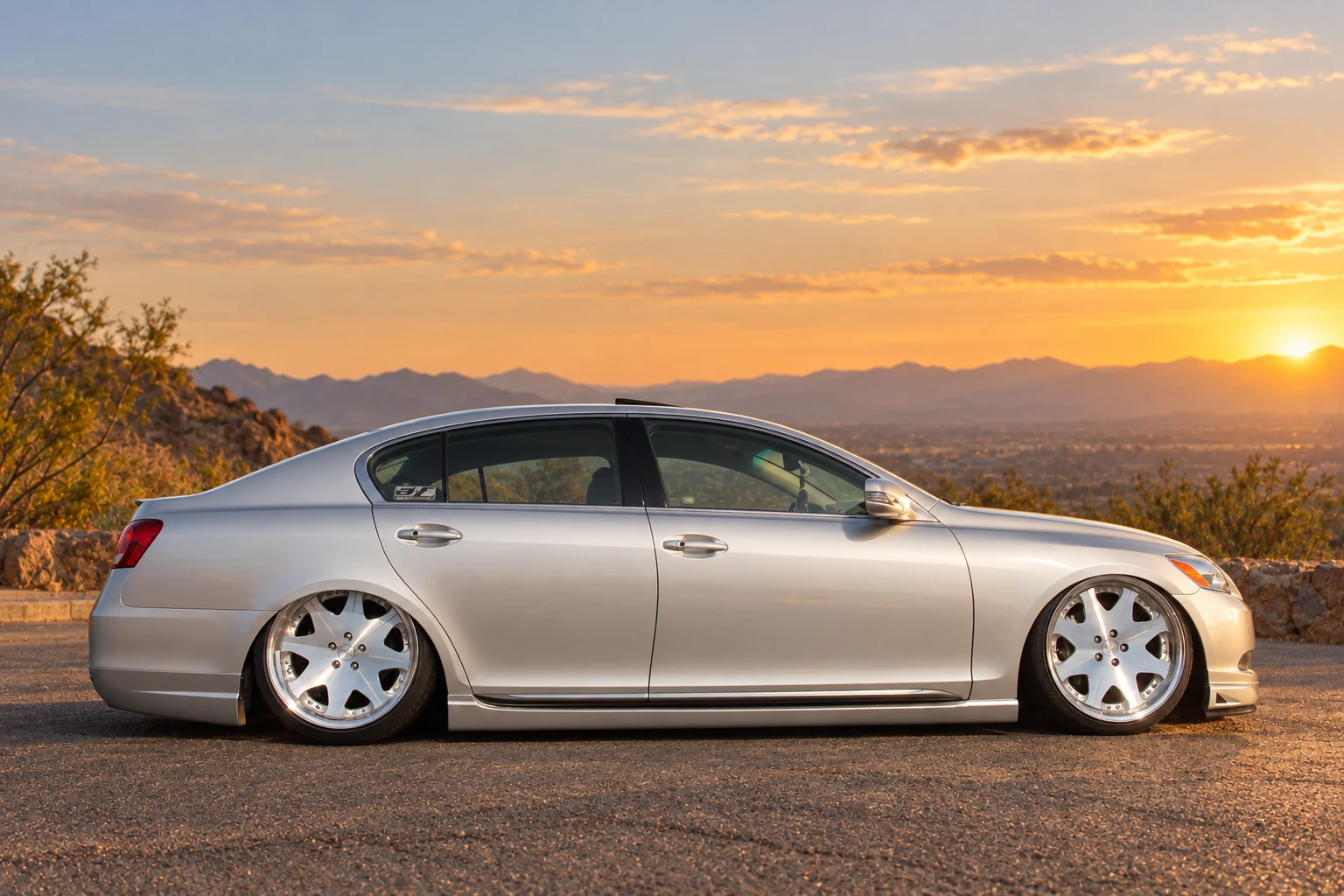 AI-generated view of a 2011 Lexus GS350 with Leon Hardiritt Waffe wheels