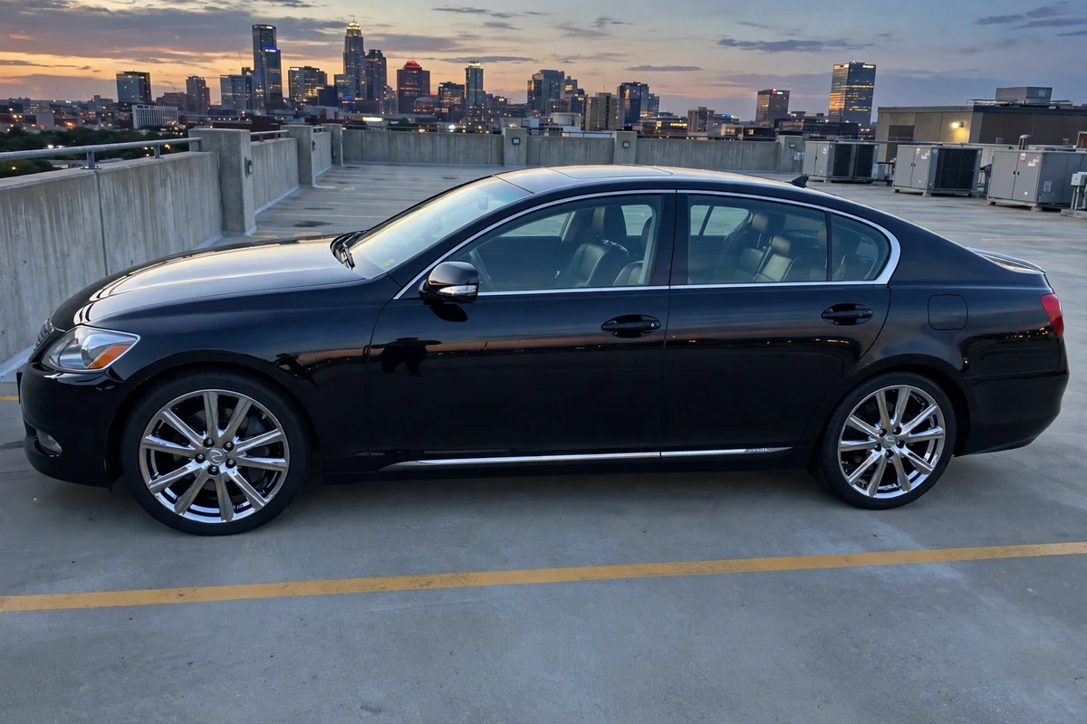 AI-generated view of a 2011 Lexus GS450h with Lexus GS F-Sport OEM wheels