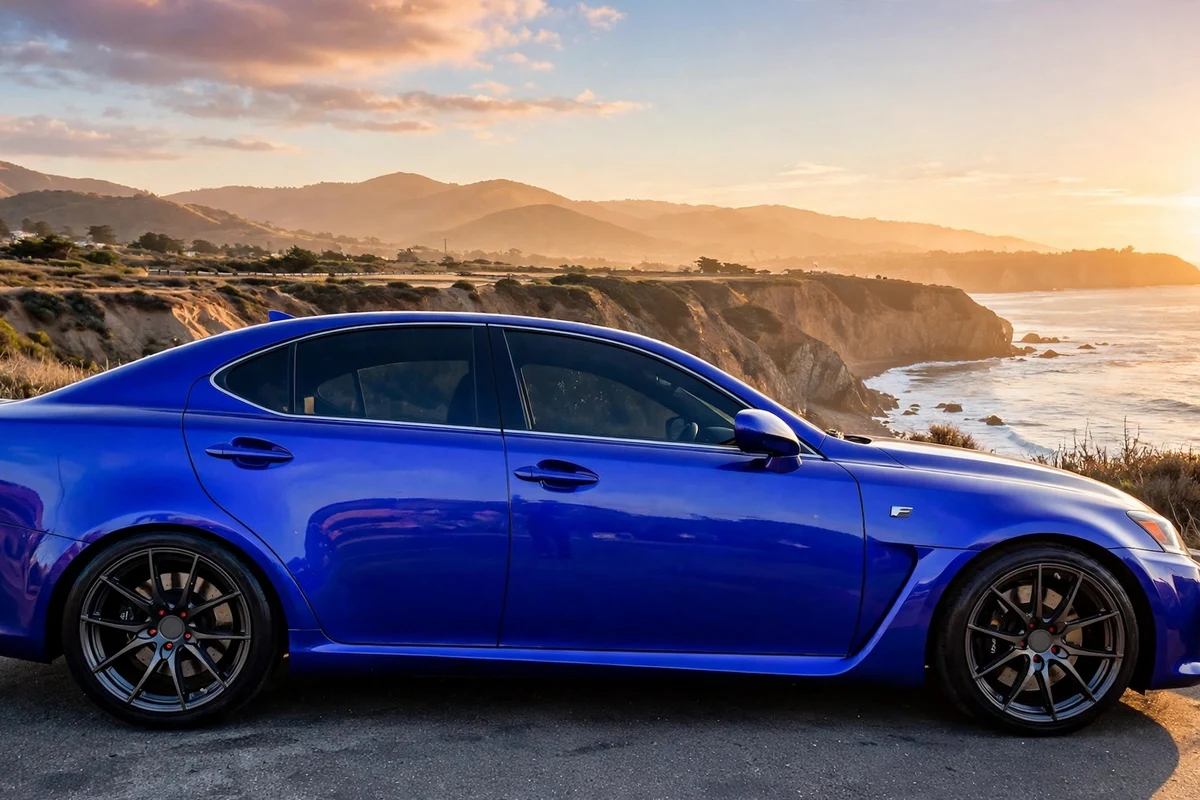 AI-generated view of a 2011 Lexus IS-F with TSW Sprint wheels