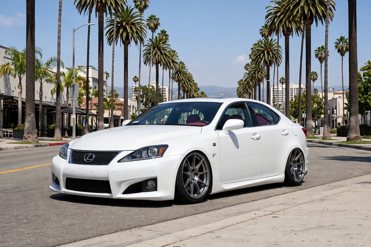AI-generated view of a 2012 Lexus IS-F with ZITO FlowForme ZF02 wheels