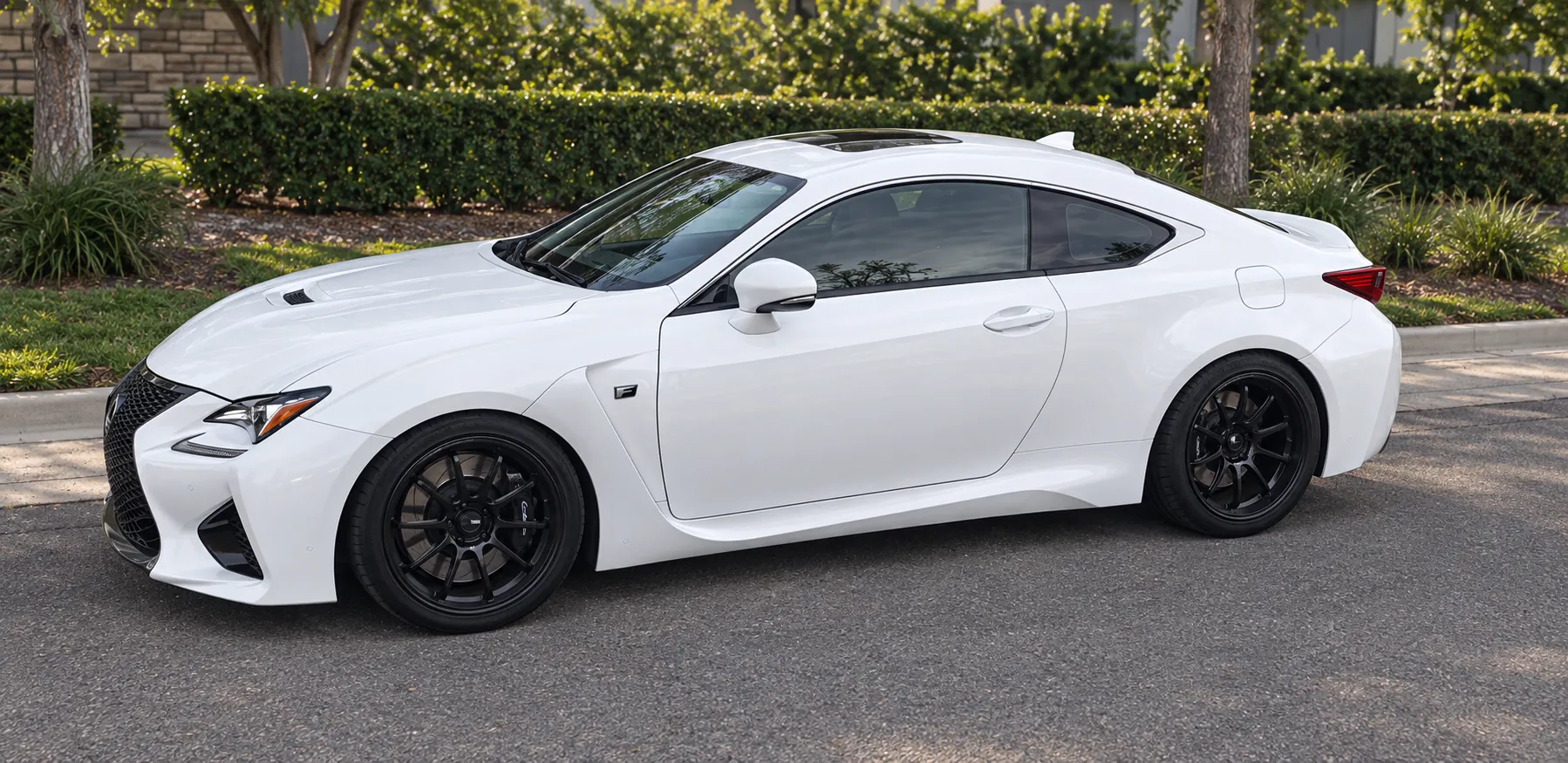 AI-generated view of a 2015 Lexus RC F with Advan RS-DF wheels