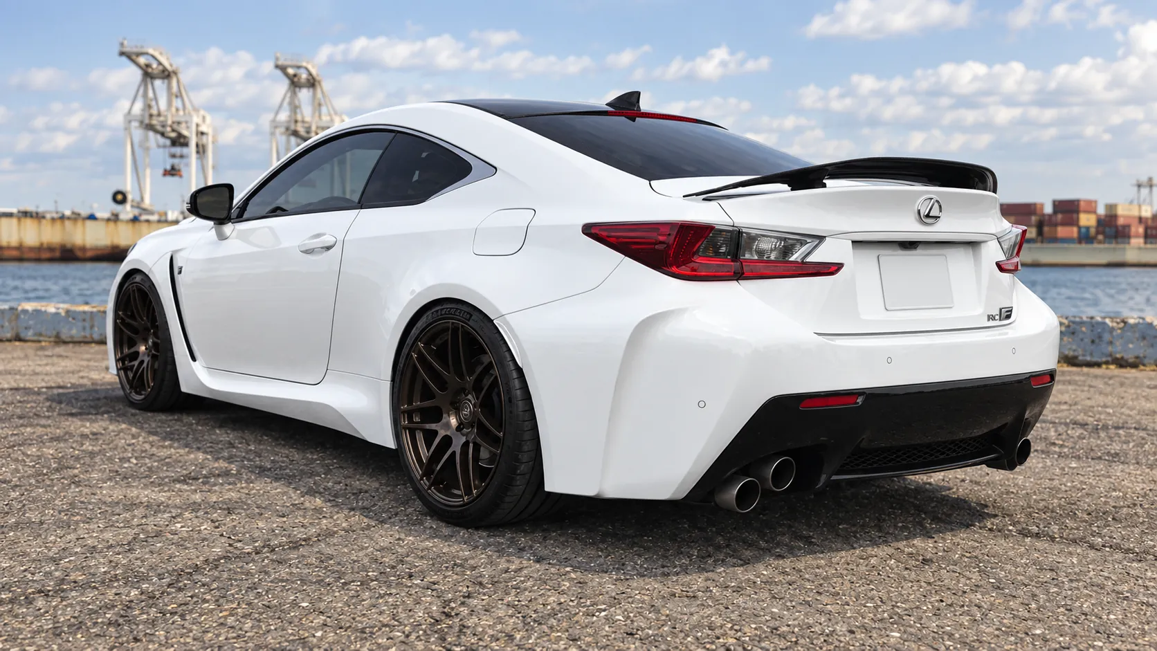 AI-generated view of a 2015 Lexus RC F with Forgestar F14 wheels
