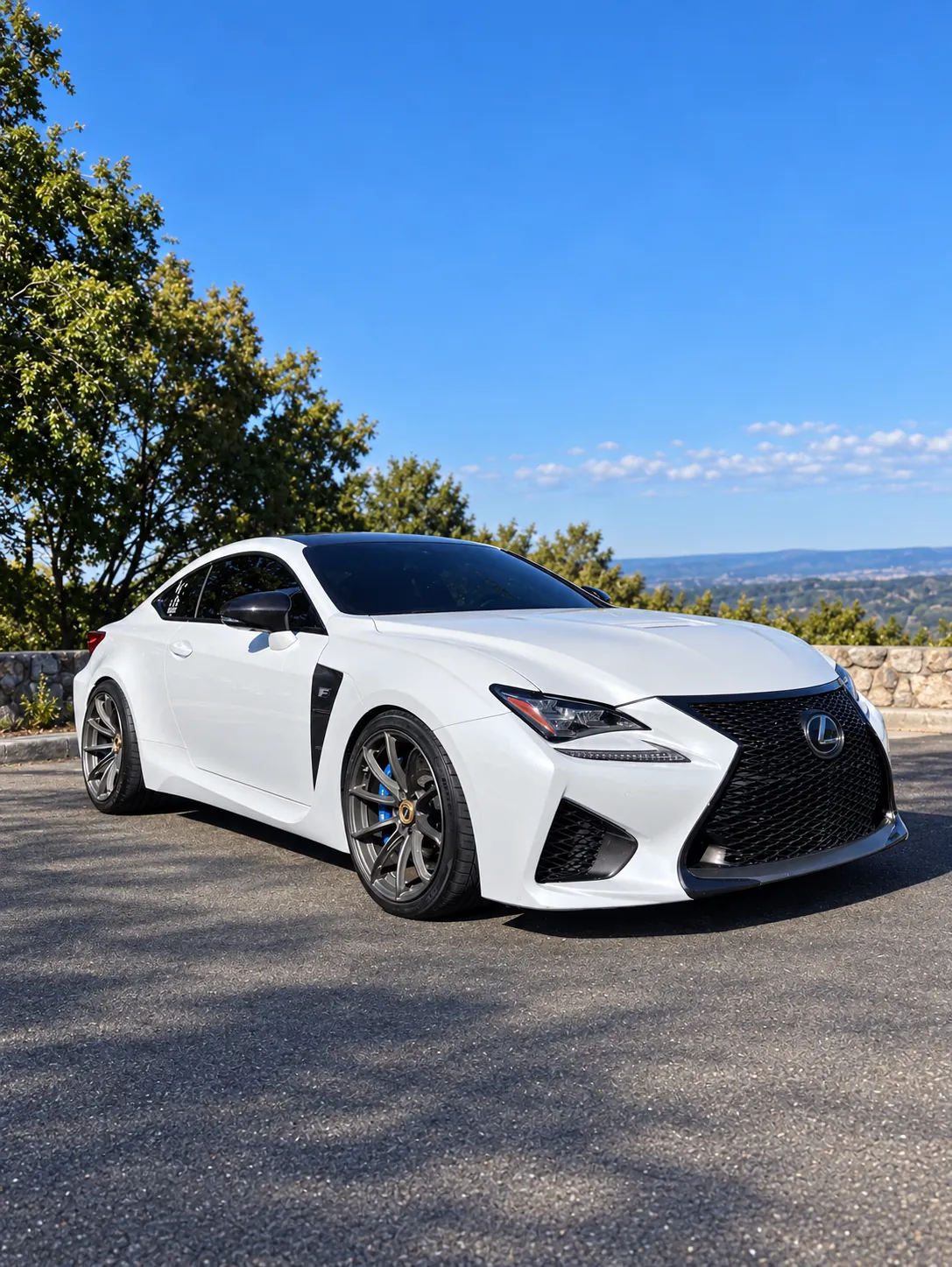 AI-generated view of a 2015 Lexus RC F with Rays Grahm Lights 57 Getters wheels