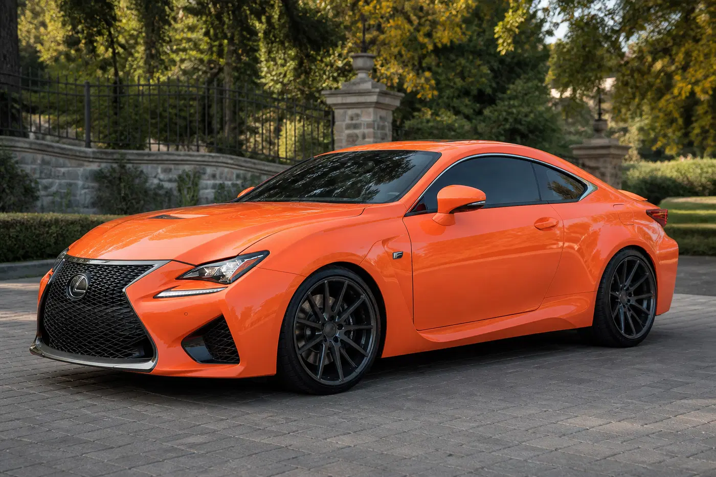 AI-generated view of a 2015 Lexus RC F RWD with Vossen vsf1 wheels