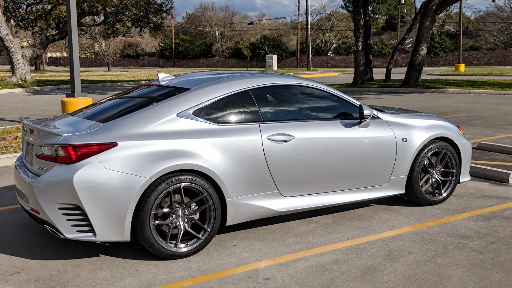 AI-generated view of a 2016 Lexus RC 350 F Sport RWD with Stance SF03 wheels