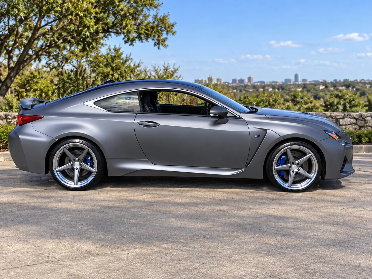 AI-generated view of a 2019 Lexus RC F 10th Anniversary Edition with VWS 3 wheels