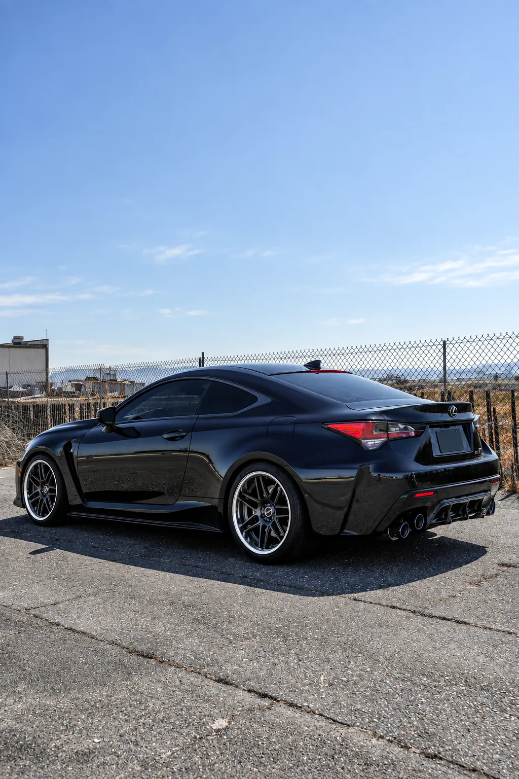 AI-generated view of a 2020 Lexus RC F with Weds Maverick 1107T wheels
